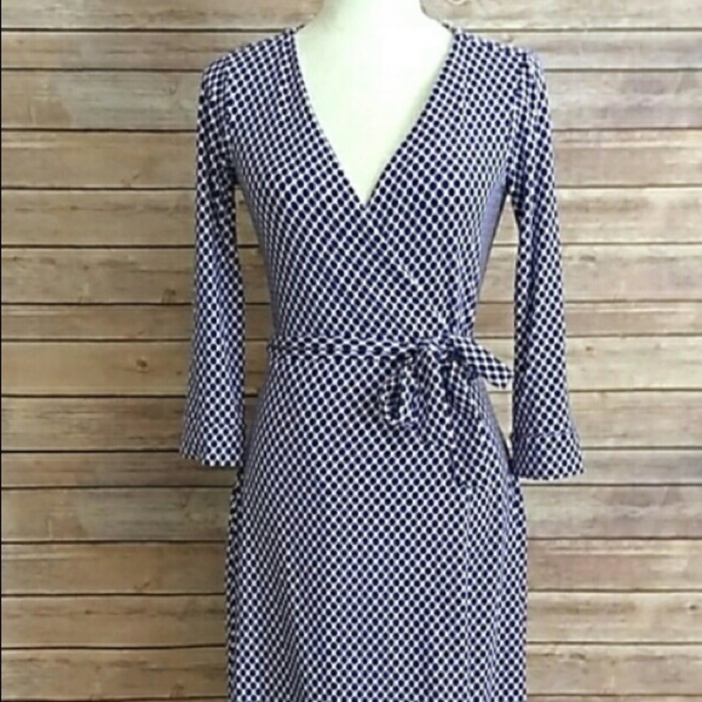 Diane Von Furstenberg Blue and White Midi Dress